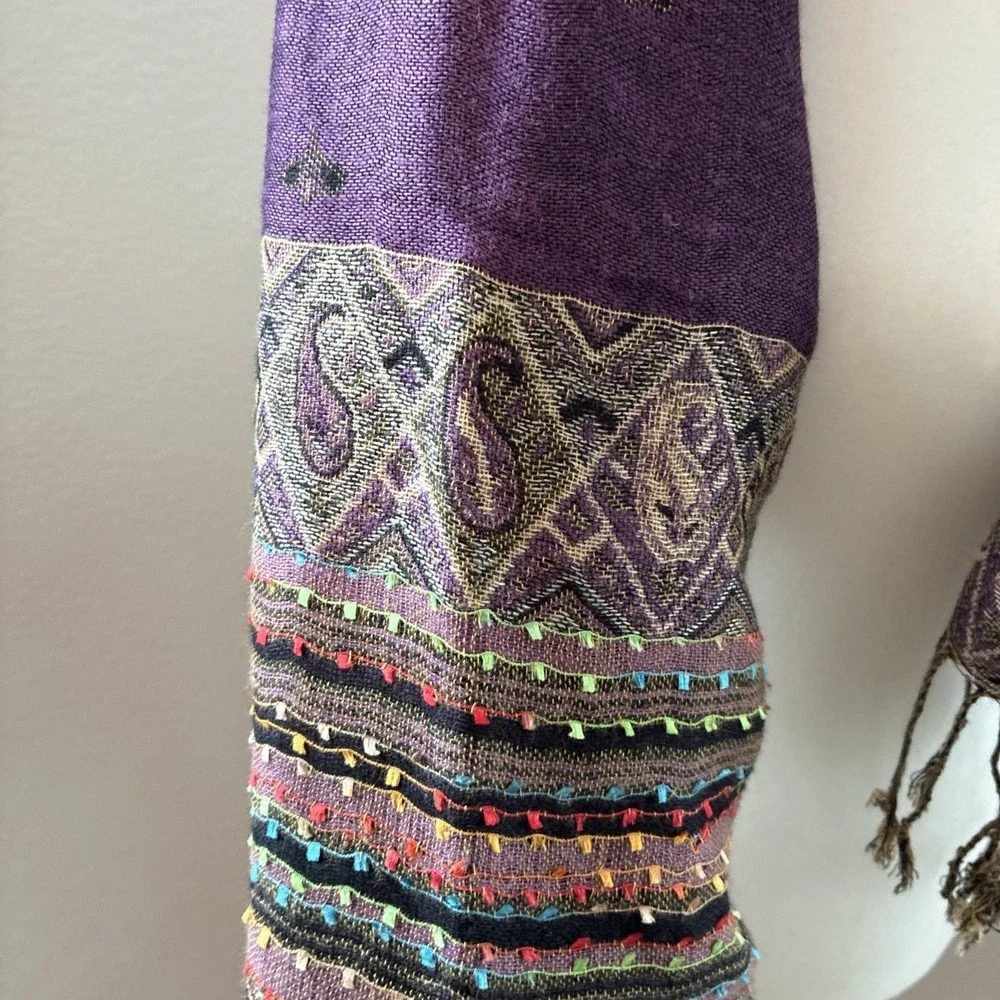 Women's Pashmina  Silk Blend Scarf Wrap Shawl Paisley Embroidered Boho Festival